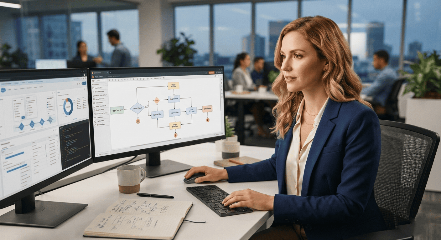Team member building an automation workflow